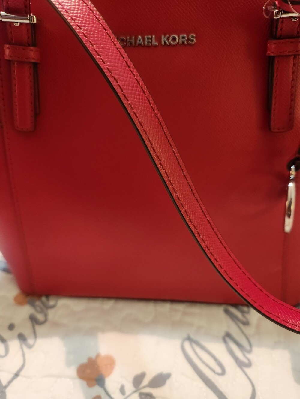 Michael Kors Bright Red Saffiano Leather Tote - Picture 8 of 8